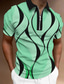 preiswerte 3D-Polo-Herren Zip Polo Revers-Polo Poloshirt Golfhemd Grafik-Drucke Geometrie Linear Umlegekragen Schwarz Weiß Gelb Rosa Blau Outdoor Strasse Kurze Ärmel Zip Bedruckt Bekleidung Modisch Designer