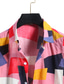 お買い得  ハワイアンシャツ-男性用 シャツ 3Dプリント グラフィック プリント 半袖 バケーション ハワイアン　メンズファッション　 ピンク グリーン