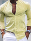 baratos camisas masculinas casuais-Homens Camisa Social camisa de linho camisa de verão camisa de praia Preto Vermelho Azul Manga Longa Listrado Colarinho Chinês Primavera Verão Havaiana Feriado Roupa Imprimir