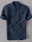 abordables Clásico-Hombre Camisa con cuello mao Camisa de manga corta Camisa de verano Ropa de playa Camisa casual Plano Exterior Festivos Blanco Azul Verde Gris Manga Corta Henley Primavera verano Ropa