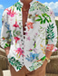 preiswerte Hawaiihemden-Herren Hemd leinenhemd Blumen Grafik-Drucke Ständer Weiß Rote Purpur Outdoor Strasse Langarm Bedruckt Bekleidung Modisch Designer Brautkleider schlicht Komfortabel