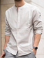 billige mænds fritidsskjorter-Herre Skjorte Button Up skjorte Casual skjorte Hvid Lyserød Blå Grå Langærmet Vanlig Båndkrave Daglig Ferierejse Tøj Designer Afslappet Bekvem