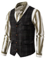 cheap Men&#039;s Vest-Men&#039;s Vest Waistcoat Daily Wear Vacation Going out Vintage British Spring &amp;  Fall Button Polyester Comfortable Plaid Single Breasted Lapel Regular Fit Grey Black khaki Vest
