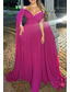 cheap Evening Dresses-TS A-Line Evening Gown Elegant Dress Formal Wedding Party Sweep / Brush Train Sleeveless Off Shoulder Capes Chiffon with Pleats 2024