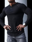お買い得  メンズカジュアルTシャツ-男性用 Tシャツ 純色 Ｖネック ブラック ホワイト ネイビーブルー カーキ色 グレー ストリート スポーツ 長袖 衣類 デザイナー ベーシック カジュアル 快適