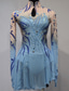 cheap Figure Skating Dresses-Figure Skating Dress Women&#039;s Girls&#039; Ice Skating Dress Outfits Sky Blue Mesh Spandex High Elasticity Competition Skating Wear Handmade Crystal / Rhinestone Long Sleeve Ice Skating Figure Skating