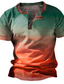 preiswerte Grafisches Henley-Herren Waffel-Henley-Hemd Farbverlauf Henley Outdoor Täglich Kurzarm Taste Bekleidung Modisch Designer Basic