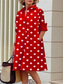 cheap Shirt Dresses-Women&#039;s Shirt Dress Casual Dress Shift Dress Midi Dress Outdoor Daily Vacation Fashion Modern Shirt Collar Button Pocket 3/4 Length Sleeve Summer Spring Loose Fit Polka Dot