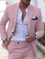 billiga linnekostymer-rosa herrlinnekostymer sommarstrandbröllopsdräkter 2-delad enfärgad skräddarsydd passform enkelknäppta tvåknappar 2023