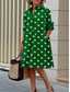 cheap Shirt Dresses-Women&#039;s Shirt Dress Casual Dress Shift Dress Midi Dress Outdoor Daily Vacation Fashion Modern Shirt Collar Button Pocket 3/4 Length Sleeve Summer Spring Loose Fit Polka Dot