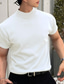 preiswerte Lässige T-Shirts für Herren-Herren T Shirt T-Shirt Glatt Rollkragen Strasse Urlaub Kurze Ärmel Gestrickt Bekleidung Modisch Designer Basic