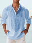 ieftine cămăși de in pentru bărbați-Bărbați Cămașă cămașă de in Floral Imprimeu Grafic Totem Guler de stand Alb Albastru piscină Kaki În aer liber Stradă Manșon Lung Imprimeu Îmbrăcăminte In Modă Șic Stradă Designer Casual