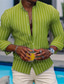 baratos camisas masculinas casuais-Homens Camisa Social camisa de botão Camisa casual camisa de verão camisa de praia Rosa Azul Verde Manga Longa Riscas Colarinho Com Botões Diário Férias Roupa Moda Casual Confortável