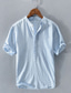 abordables camisas casuales de los hombres-Hombre camisa de lino Camisa de verano Camisa de playa Escote Chino Verano Manga Corta Blanco Azul Real Azul Piscina Plano Casual Diario Ropa