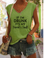 cheap Humor&amp;Quotes tee-Women&#039;s T Shirt Vest Cotton Blend Sleeveless V Neck Black White Pink Blue Green