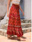 cheap Graphic Skirts-Women&#039;s Skirt Swing Bohemia Maxi High Waist Skirts Pleated Print Color Block Floral Vacation Going out Summer Cotton Polyester Vintage Retro Vintage Ethnic Casual Red Navy Blue Royal Blue
