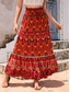 cheap Graphic Skirts-Women&#039;s Skirt Swing Bohemia Maxi High Waist Skirts Pleated Print Color Block Floral Vacation Going out Summer Cotton Polyester Vintage Retro Vintage Ethnic Casual Red Navy Blue Royal Blue