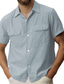 Χαμηλού Κόστους ανδρικά πουκάμισα casual-Ανδρικά λινό πουκάμισο Πουκάμισο Πέτο Ανοιξη καλοκαίρι Κοντομάνικο Λευκό Ανθισμένο Ροζ Θαλασσί Σκέτο Causal Καθημερινά Ρούχα Τσέπη