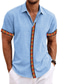 tanie lniane koszule męskie-Męskie Koszula lniana koszula Wzory graficzne Geometria Wieczorne Czarny Biały Niebieski Szary Na zewnątrz Ulica Krótkie rękawy Nadruk Odzież Len Moda Designerskie Codzienny Miękkie