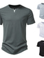 voordelige Casual T-shirts voor heren-Voor heren T-shirt Effen V-hals Vakantie Uitgaan Korte Mouw Kleding Modieus Basic Casual