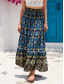 cheap Graphic Skirts-Women&#039;s Skirt Swing Bohemia Maxi High Waist Skirts Pleated Print Color Block Floral Vacation Going out Summer Cotton Polyester Vintage Retro Vintage Ethnic Casual Red Navy Blue Royal Blue