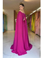 cheap Evening Dresses-TS A-Line Evening Gown Elegant Dress Formal Wedding Party Sweep / Brush Train Sleeveless Off Shoulder Capes Chiffon with Pleats 2024