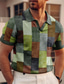 cheap Graphic Polo-Men's Polo Shirt Golf Shirt Color Block Plaid / Check Graphic Prints Geometry V Neck Yellow Light Green Blue Purple Green Outdoor Street Short Sleeves Print Clothing Apparel Sports Fashion Streetwear