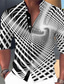 abordables Chemises imprimées pour hommes-chemise homme illusion d&#039;optique graphique col montant blanc jaune rose bleu vert extérieur rue manches longues imprimé vêtements vêtements mode streetwear designer décontracté