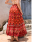 cheap Graphic Skirts-Women&#039;s Skirt Swing Bohemia Maxi High Waist Skirts Pleated Print Color Block Floral Vacation Going out Summer Cotton Polyester Vintage Retro Vintage Ethnic Casual Red Navy Blue Royal Blue