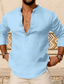ieftine cămăși de in pentru bărbați-Bărbați Cămașă cămașă de in Cămașă casual Cămașă de vară Cămașă de plajă Negru Alb Roz Îmbujorat Roșu Vin Bleumarin Manșon Lung Simplu Henley Zilnic Vacanță Îmbrăcăminte Modă Casual Comfortabil