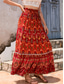 cheap Graphic Skirts-Women&#039;s Skirt Swing Bohemia Maxi High Waist Skirts Pleated Print Color Block Floral Vacation Going out Summer Cotton Polyester Vintage Retro Vintage Ethnic Casual Red Navy Blue Royal Blue