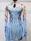cheap Figure Skating Dresses-Figure Skating Dress Women&#039;s Girls&#039; Ice Skating Dress Outfits Sky Blue Mesh Spandex High Elasticity Competition Skating Wear Handmade Crystal / Rhinestone Long Sleeve Ice Skating Figure Skating
