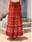 cheap Graphic Skirts-Women&#039;s Skirt Swing Bohemia Maxi High Waist Skirts Pleated Print Color Block Floral Vacation Going out Summer Cotton Polyester Vintage Retro Vintage Ethnic Casual Red Navy Blue Royal Blue