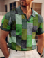 cheap Graphic Polo-Men's Polo Shirt Golf Shirt Color Block Plaid / Check Graphic Prints Geometry V Neck Yellow Light Green Blue Purple Green Outdoor Street Short Sleeves Print Clothing Apparel Sports Fashion Streetwear