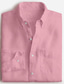 abordables camisas casuales de los hombres-Hombre camisa de lino Camisa de verano Camisa casual Blanco Rosa Azul cielo Manga Larga Plano Cuello Francés Primavera verano Casual Diario Ropa
