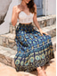 cheap Graphic Skirts-Women&#039;s Skirt Swing Bohemia Maxi High Waist Skirts Pleated Print Color Block Floral Vacation Going out Summer Cotton Polyester Vintage Retro Vintage Ethnic Casual Red Navy Blue Royal Blue