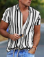 billige fritidsskjorter for menn-herreskjorte stripet krage street daglig button-down print kortermede topper avslappet mote pustende komfortabel hvit / sommer