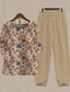 ieftine Seturi de două piese-Set pentru femei din 2 piese elegant modă basic cămașă și pantaloni pantaloni cu mânecă scurtă gât rotund grafică imprimeu în dungi vacanță asemănătoare cu in weekend negru alb roz toamnă și iarnă
