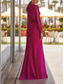 cheap Evening Dresses-TS Sheath Evening Gown High Split Dress Formal Wedding Guest Floor Length Long Sleeve V Neck Chiffon with Slit Strappy 2025