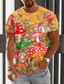 billiga Grafisk T-shirt för män-Herr T-shirt Grafisk Svamp Monster Rund hals Kläder 3D-tryck Utomhus Dagligen Kortärmad Mönster Vintage Mode Designer