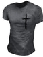 cheap Men&#039;s Graphic T Shirt-Men&#039;s Graphic Prints Cross 100% Cotton T Shirt Graphic Tee Cotton Short Sleeves Graphic Shirt Black White Navy Blue Comfortable Tee Vacation Street Fashion Designer Clothing