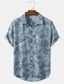 رخيصةأون قمصان استوائية-رجالي قميص قميص هاواي مطبوعات غرافيك أوراق طوي أزرق أخضر كاكي الأماكن المفتوحة شارع كم قصير زر أسفل طباعة ملابس استوائي موضة ستايل هاواي مصمم