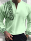 baratos camisas masculinas casuais-Homens Camisa Social Floral Vintage Geometria Totem Decote V Branco Azul Verde Cáqui Azul Claro Ao ar livre Rua Manga Longa Imprimir Roupa Moda Roupa de rua Designer Casual