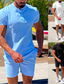 cheap Men&#039;s Casual Shirts-Men&#039;s 2 Piece Shirt Set Casual Shirt Summer Shirt Beach Shirt Black White Blue Short Sleeve Plain Henley Daily Vacation Clothing Apparel Fashion Casual Comfortable