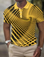 olcso Grafikai mintás póló-Férfi POLO trikó Gofris pólóing Lapel Polo Button Up Polos Golfing 3D nyomtatás Grafikai nyomatok Térfogatcsökkenés Fehér Sárga Tengerészkék Medence Lóhere Szabadtéri Utca Rövid ujjú Nyomtatott