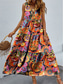 cheap Boho Dresses-Women&#039;s Maxi long Dress Swing Dress Tank Dress Summer Dress Boho Dress Fashion Streetwear Tribal Outdoor Vacation Street Loose Fit Floral Paisley Sleeveless V Neck Orange Summer Spring