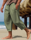 cheap Linen Pants-Men&#039;s Linen Pants Summer Pants Cropped Pants Beach Pants Drawstring Elastic Waist Plain Comfort Breathable Calf-Length Casual Daily Holiday Fashion Classic Style Black White