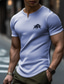 preiswerte Männer Grafik Tshirt-Herren Waffel-T-Shirt V Ausschnitt Bekleidung 3D-Druck Outdoor Täglich Kurzarm Modisch Designer Basic