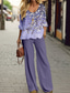 economico Set da due pezzi-Completo da donna in 2 pezzi elegante moda streetwear camicia pantaloni pantaloni a gamba larga maniche lunghe collo a V stampa floreale casual vacanza rosa blu viola autunno e inverno vestibilità