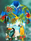 Недорогие Гавайские рубашки-Муж. Рубашка Гавайская рубашка Попугай Отложной Желтый Светло-зеленый Розовый Синий Темно-зеленый 3D печать на открытом воздухе Для улицы С короткими рукавами Кнопка вниз Одежда